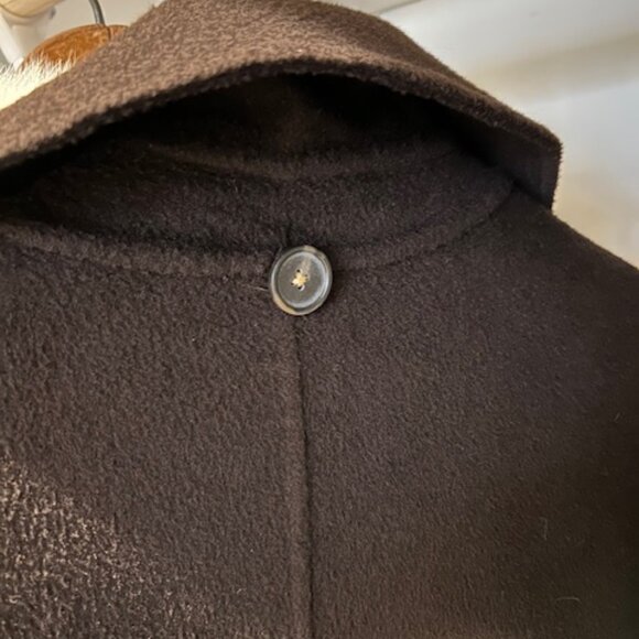 NWOT Banana Republic Chocolate Brown Oversized Double-Faced Wool Cape Coat - Picture 9 of 13